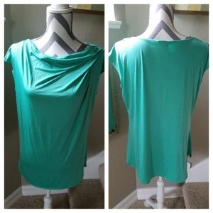 Silky Roman Drape Vibrant Green Blouse XL